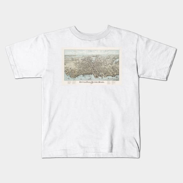 Vintage Map of Fall River Massachusetts (1877) Kids T-Shirt by Bravuramedia